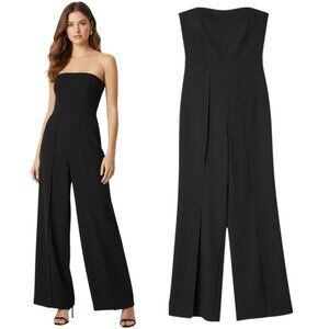 Lulus Strapless Wide Leg Front Slit Jumpsuit Black Size M